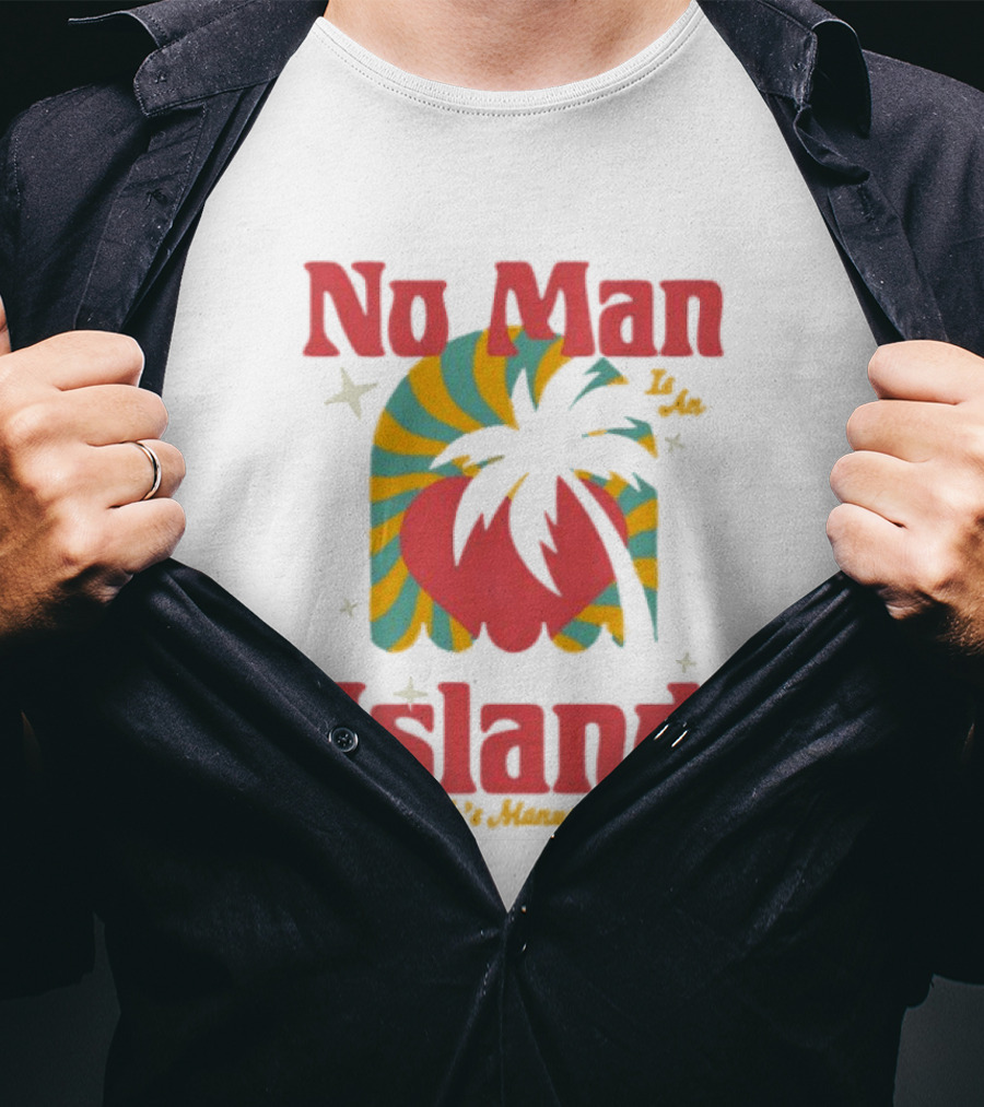 No Man Is An Island Jack's Mannequin Beachy Palm Tree Striped Heart Retro Vibes T-Shirt