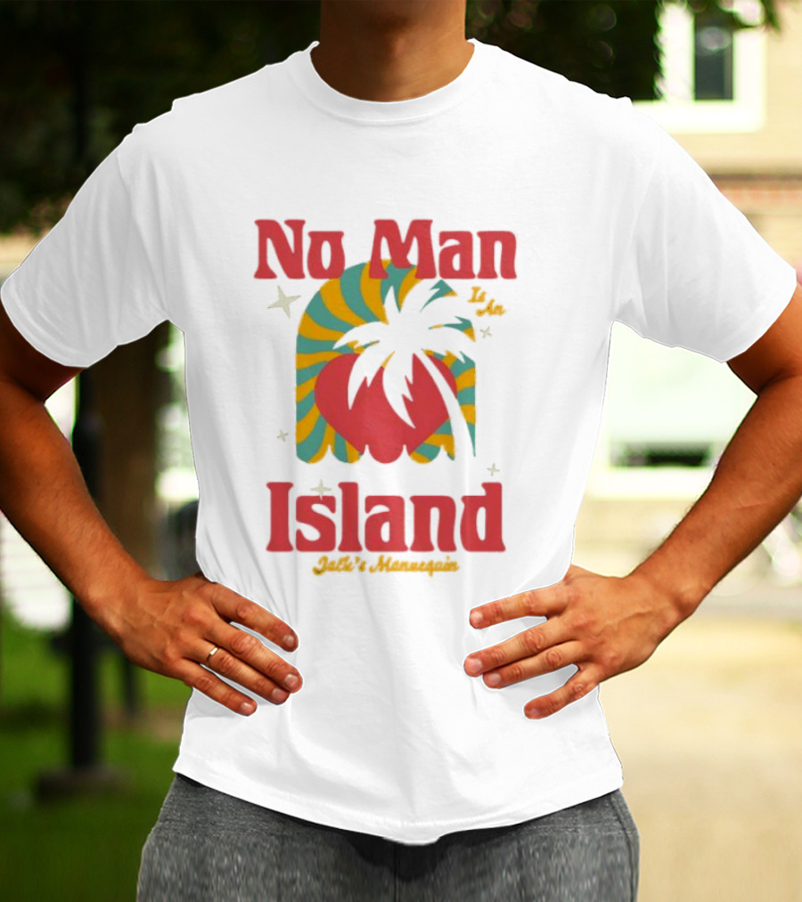 No Man Is An Island Jack's Mannequin Beachy Palm Tree Striped Heart Retro Vibes T-Shirt