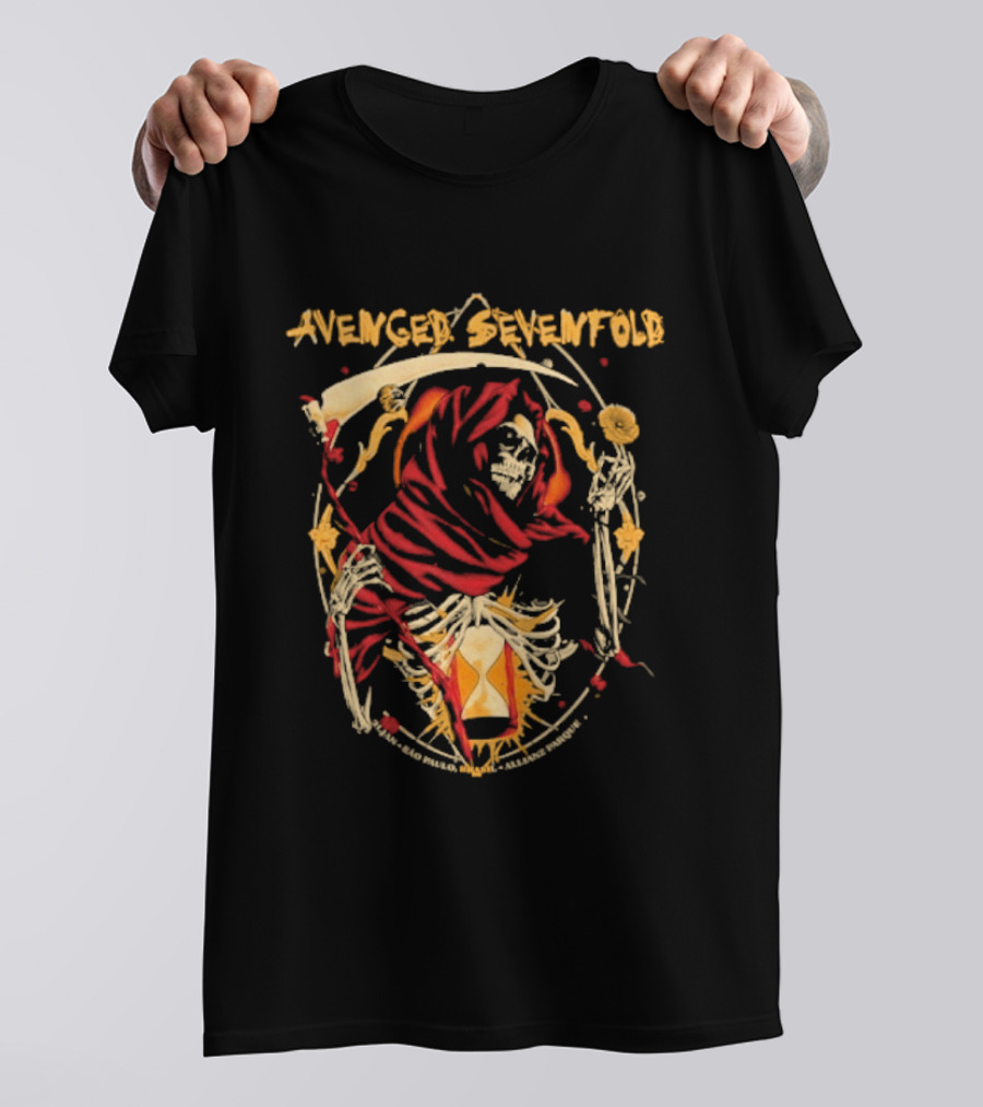 Avenged Sevenfold São Paulo January 31 2026 Event Skull And Hourglass T-Shirt