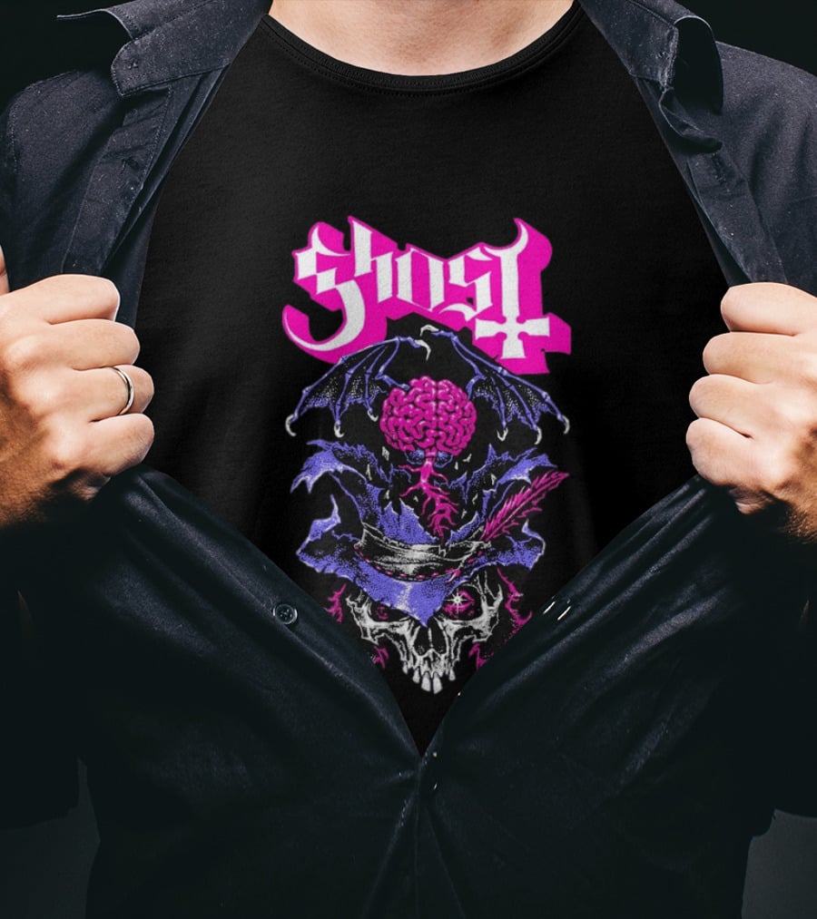 Ghost Bat Brain Skeleton Tour T-Shirt