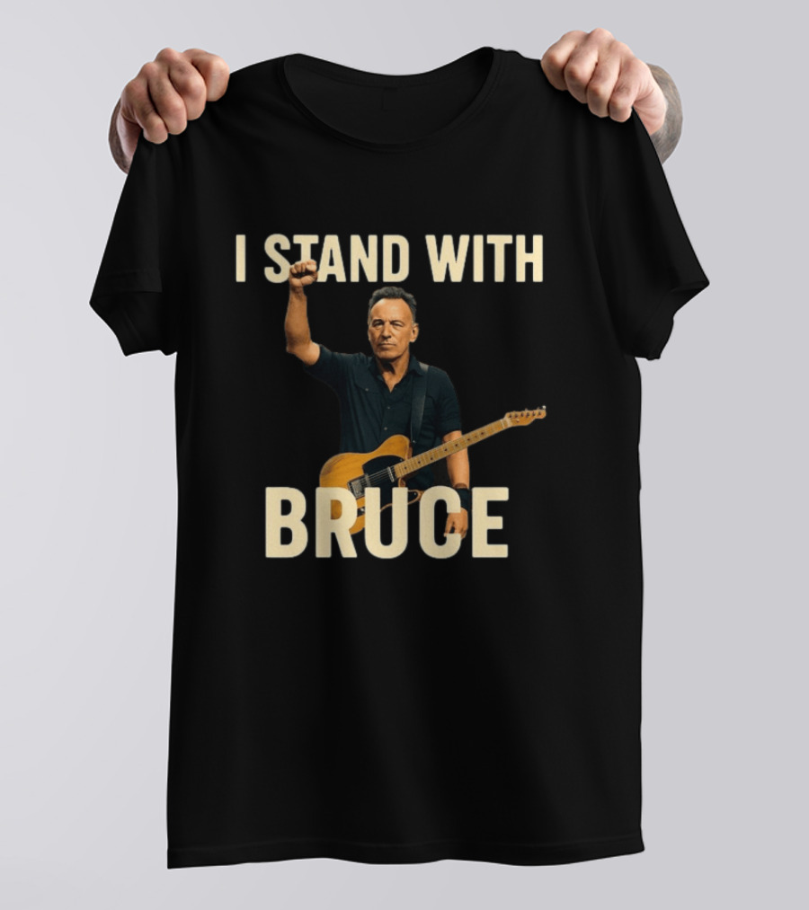 I Stand With Bruce Springsteen Iconic Fist Raised Electric Guitar T-Shirt