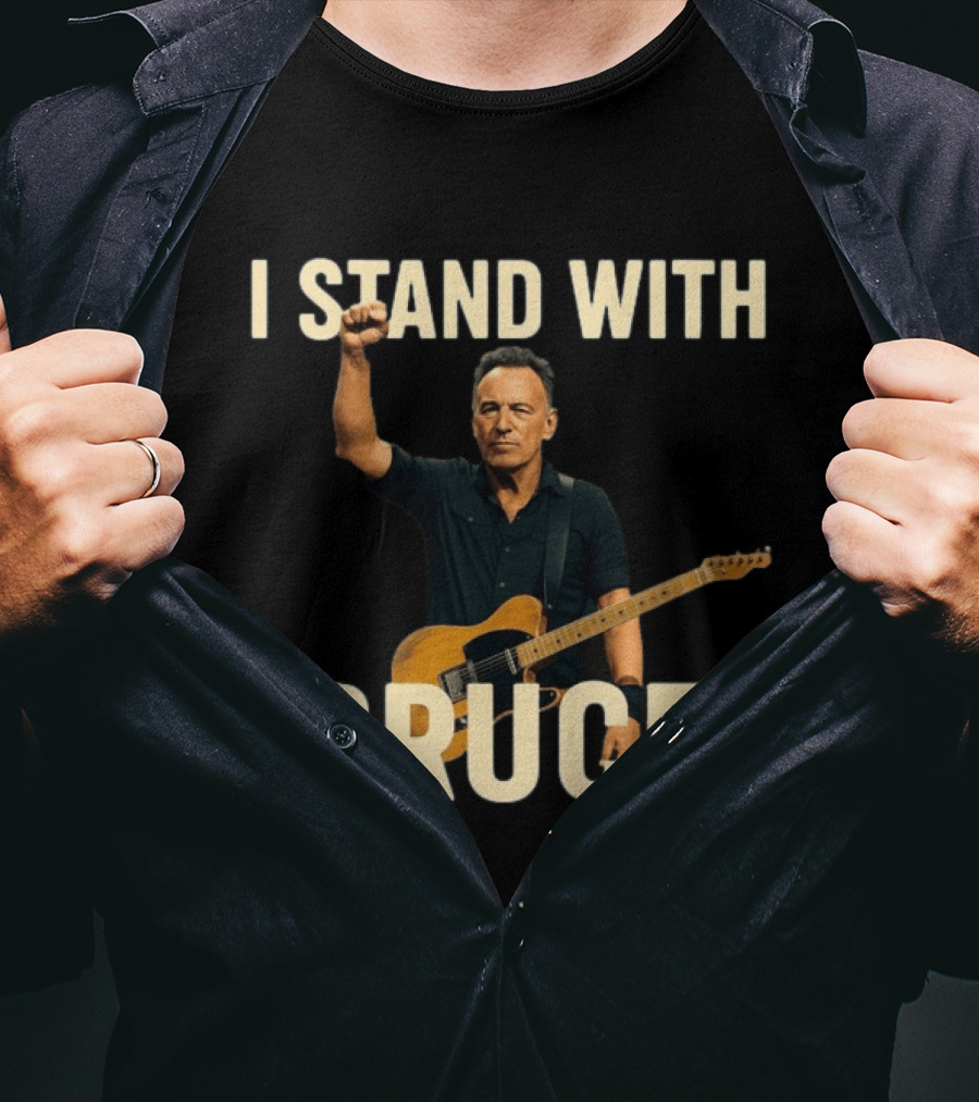 I Stand With Bruce Springsteen Iconic Fist Raised Electric Guitar T-Shirt
