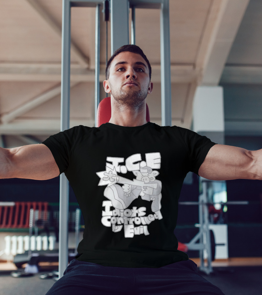 I.C.E Idiots Controlled By Evil Shooter Character With Gun T-Shirt