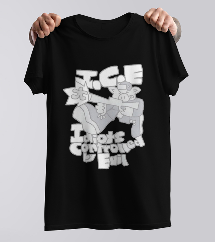 I.C.E Idiots Controlled By Evil Shooter Character With Gun T-Shirt