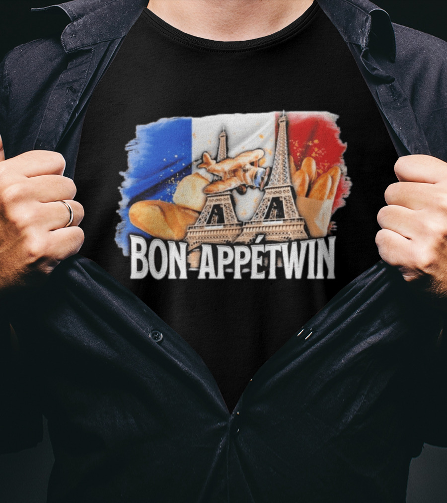 Bon Appetwin French Baguettes Eiffel Tower Paris Flag T-Shirt