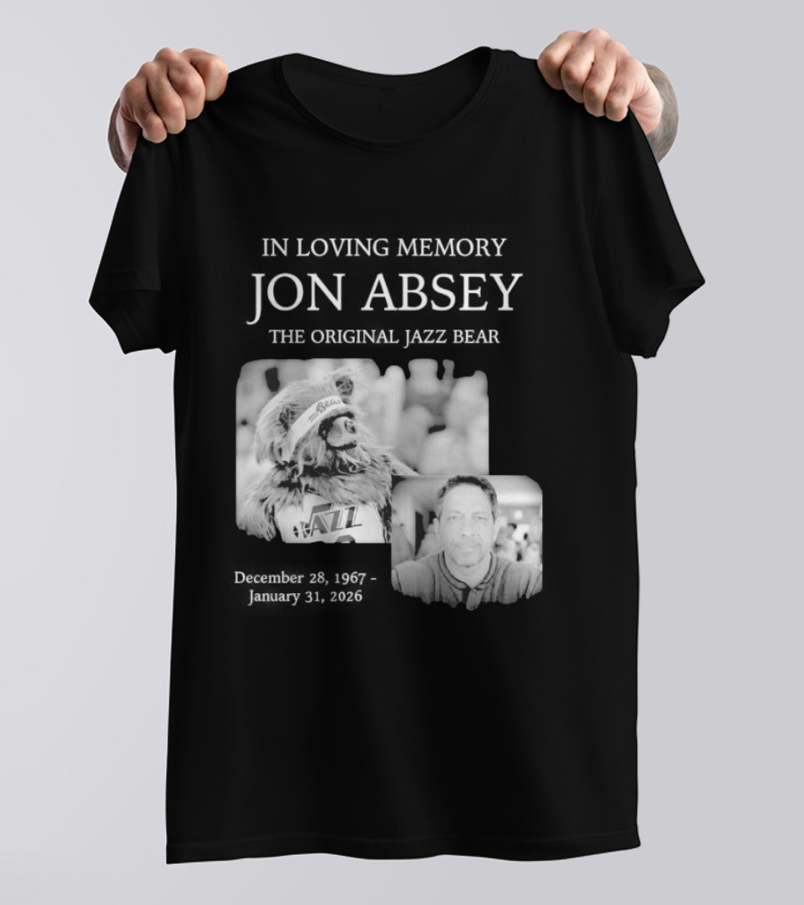 In Loving Memory Jon Absey The Jazz Bear December 28 1967 January 31 2026 Utah Jazz T-Shirt