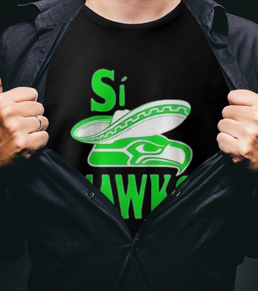 Si Hawks Mexican Sombrero Green Hawk T-Shirt