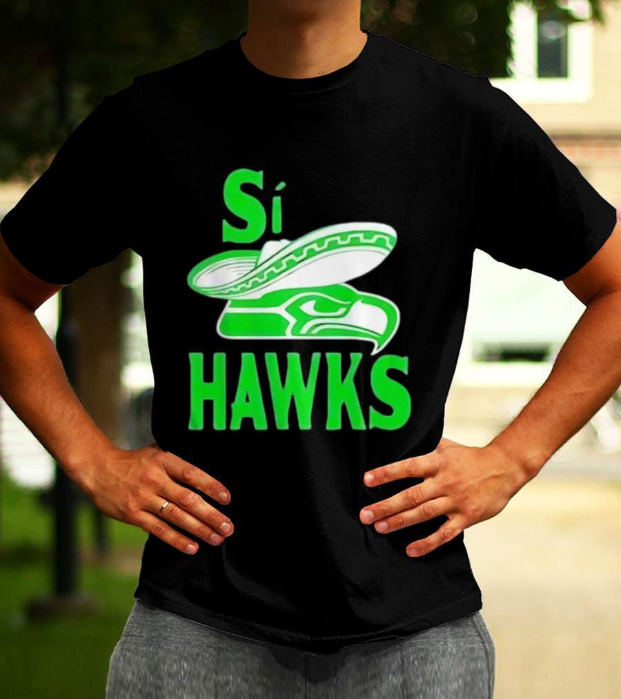 Si Hawks Mexican Sombrero Green Hawk T-Shirt