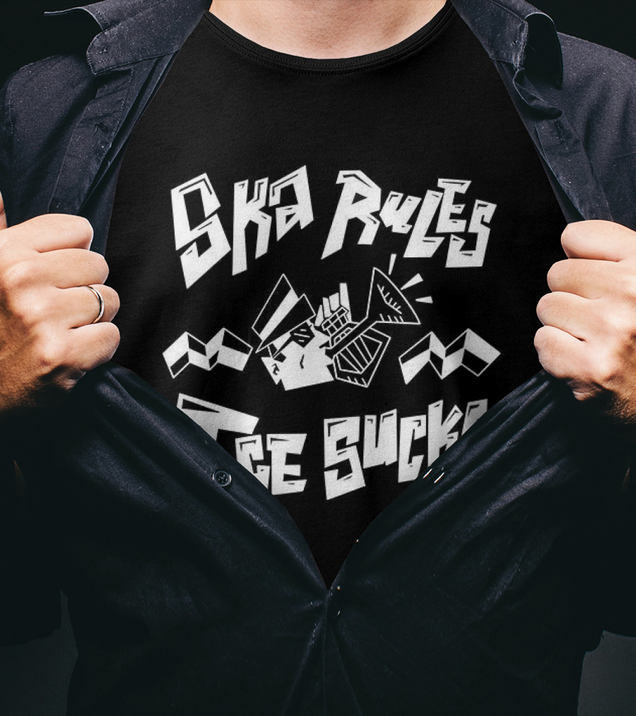 Ska Rules ICE Bucks Music Horns Checkered T-Shirt