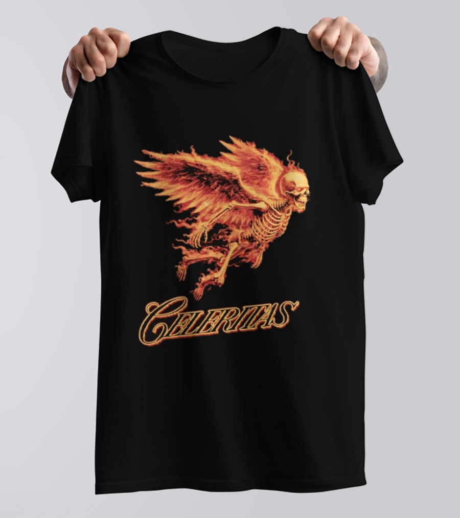 Celeritas Flaming Angel Skeleton Wings 2026 Speed T-Shirt