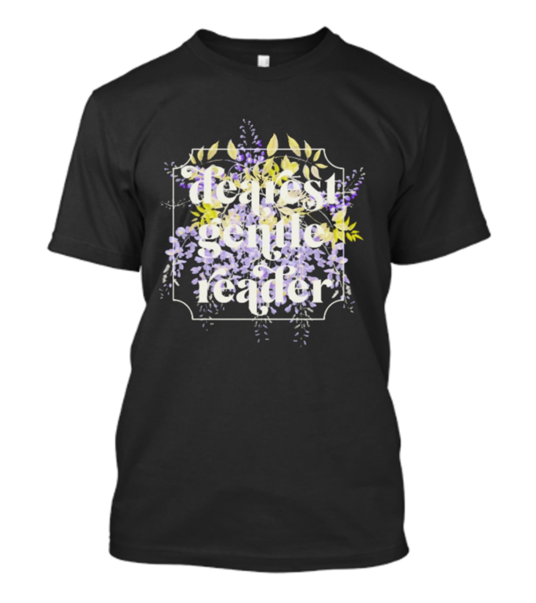 Dearest Gentle Reader Whistle Down Floral Lavender Yellow Botanical T-Shirt