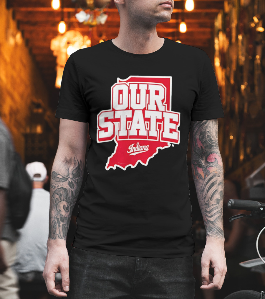 Our State Indiana Red Map College Sports Indiana T-Shirt