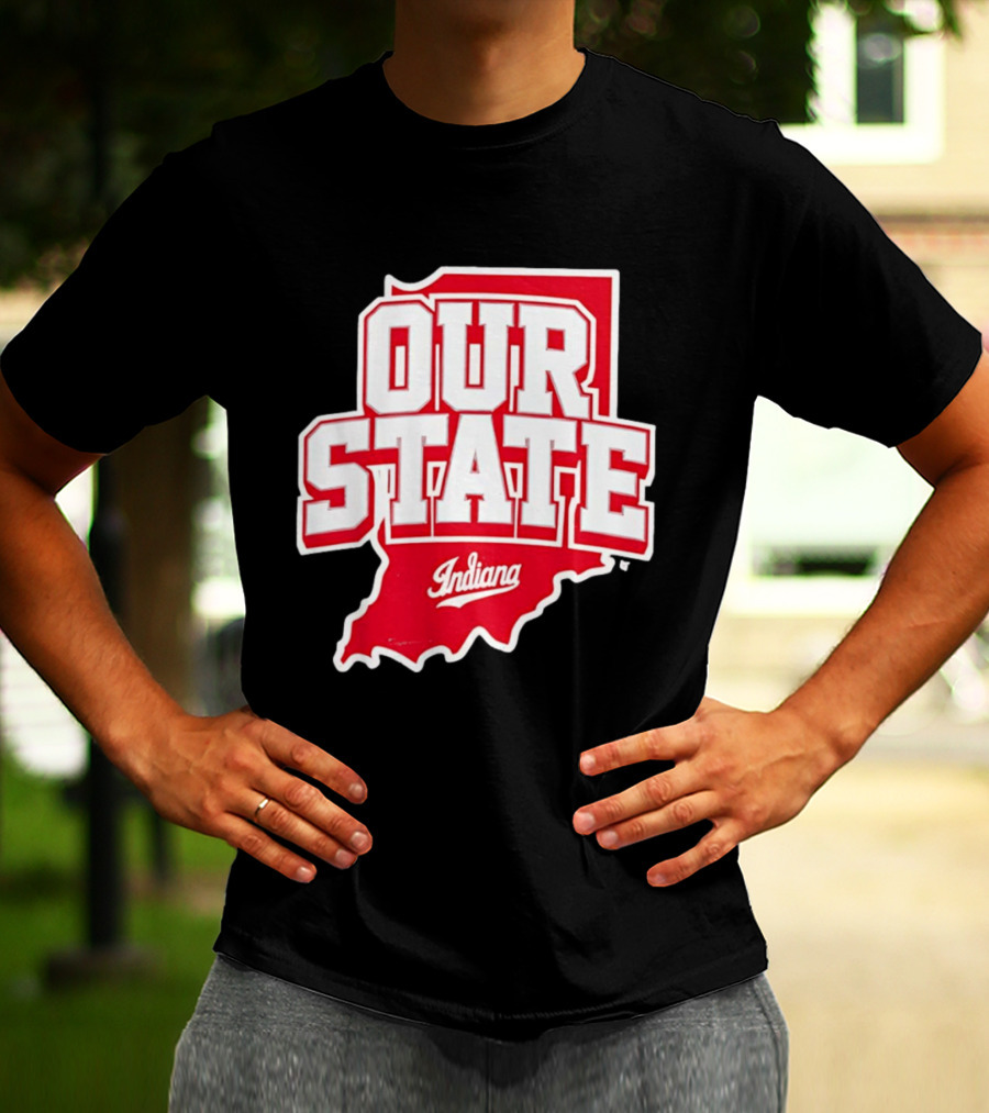 Our State Indiana Red Map College Sports Indiana T-Shirt