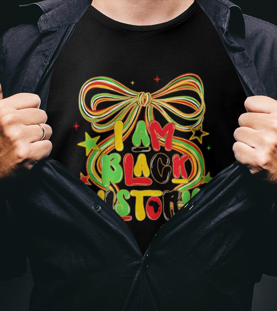 Coquette I Am Black History Colorful Ribbon Stars Black History Month T-Shirt