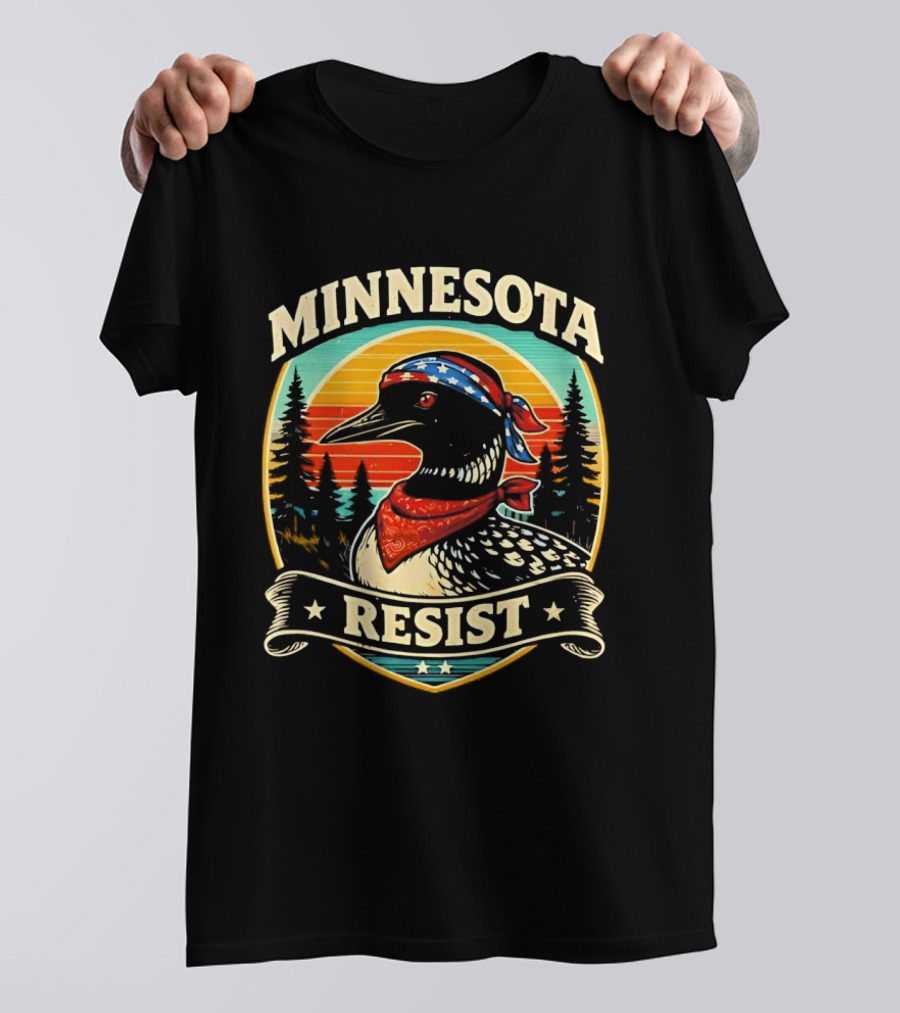 Minnesota Loons Resist Vintage American Bandana And Sunset T-Shirt