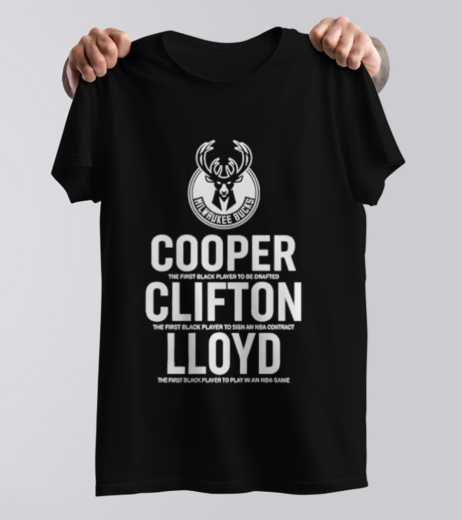 Milwaukee Bucks NBA Pioneers Cooper Clifton Lloyd First Black Players Milestones T-Shirt