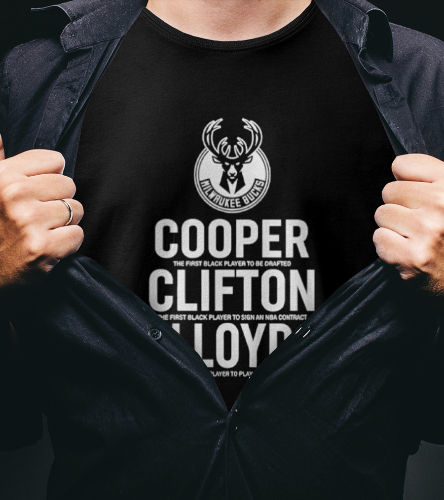 Milwaukee Bucks NBA Pioneers Cooper Clifton Lloyd First Black Players Milestones T-Shirt