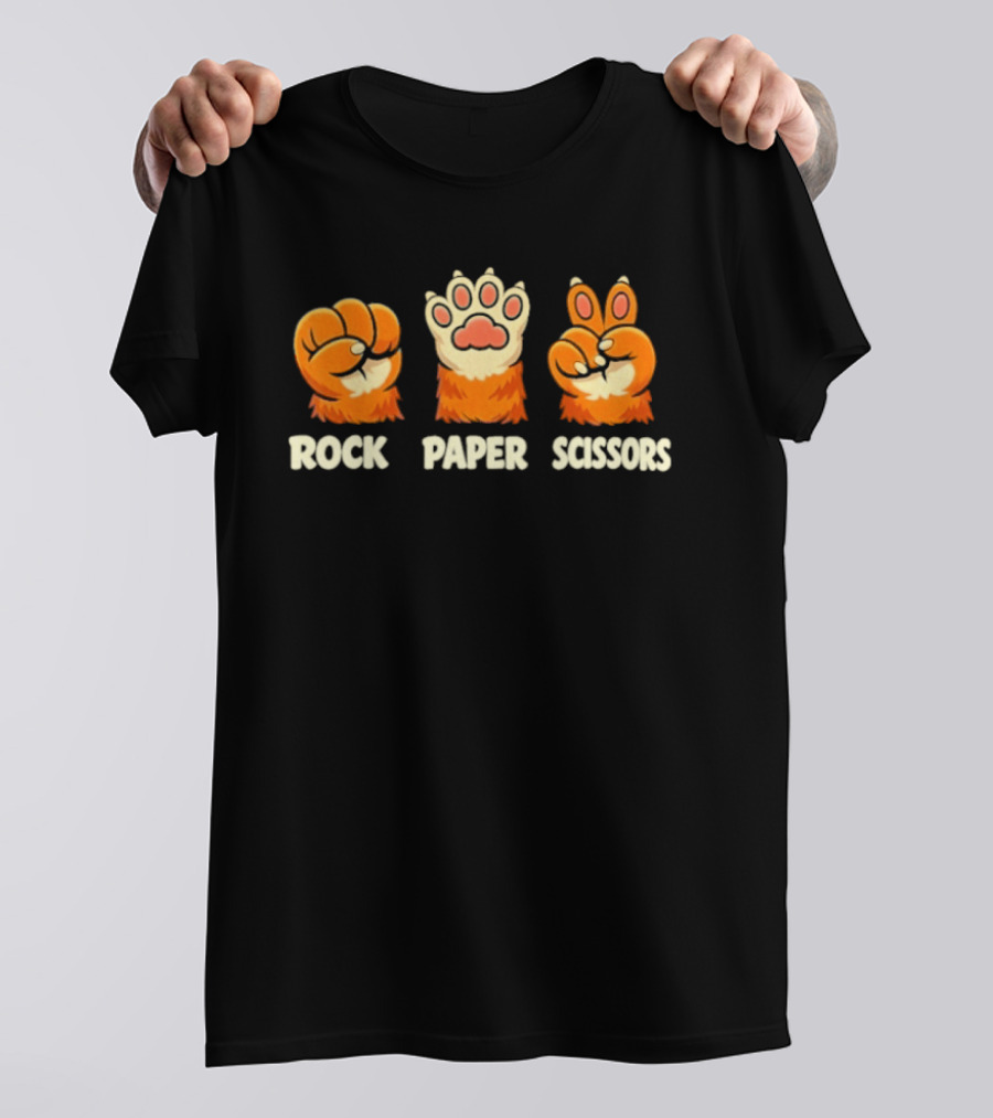 Rock Paper Scissors Cat Paw Humor Pet Lover Meme T-Shirt