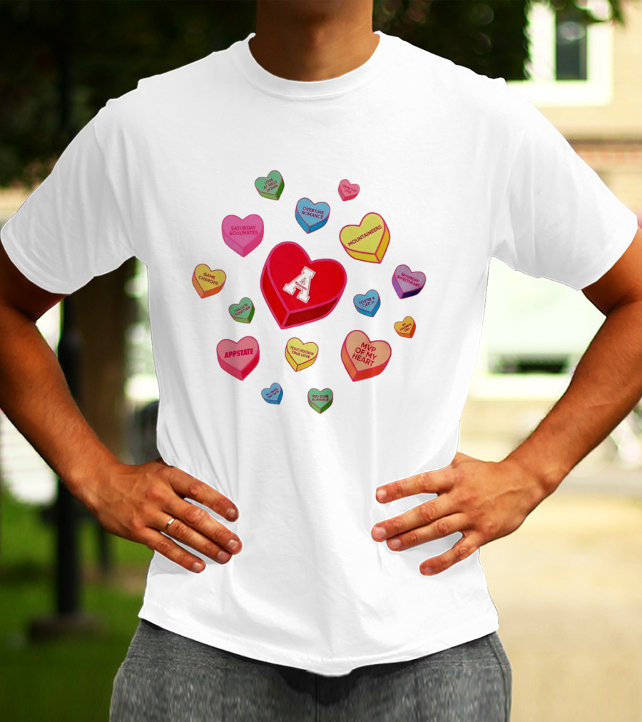 Valentine's Day Appalachian State Mountaineers Heart Candy Love Message T-Shirt