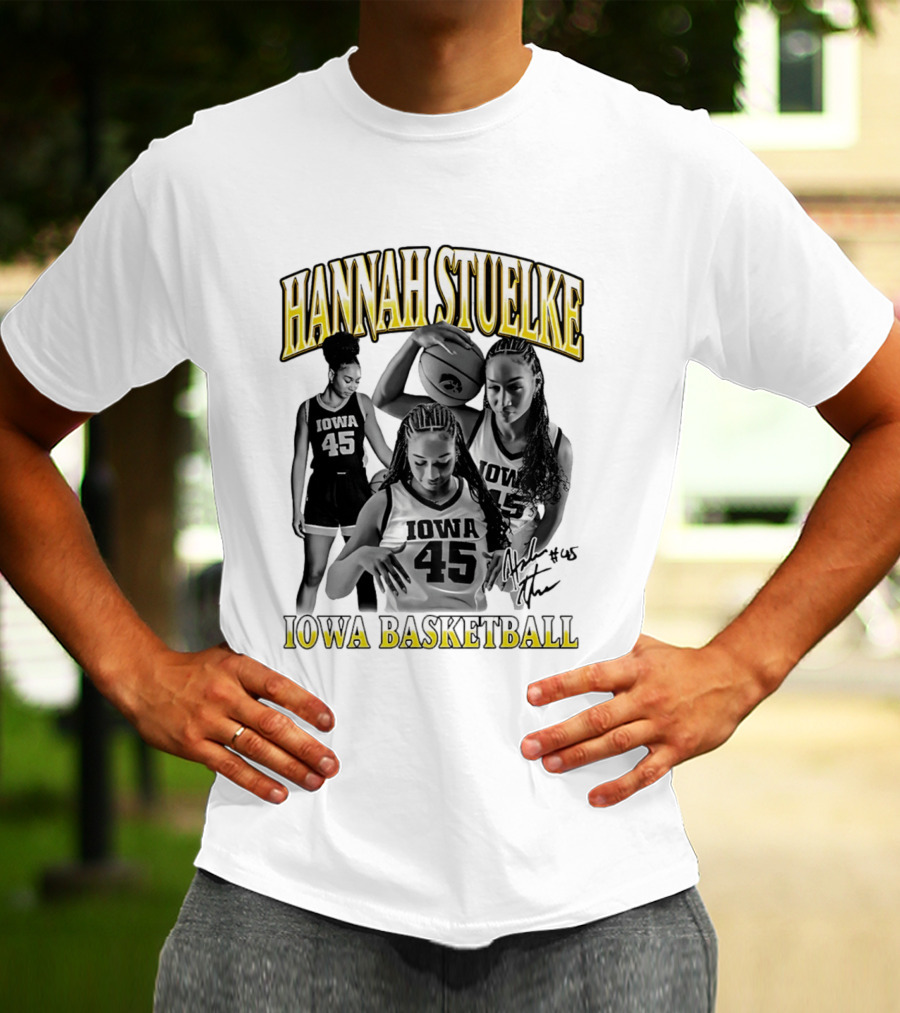Hannah Stuelke Iowa Basketball #45 Player Collage T-Shirt
