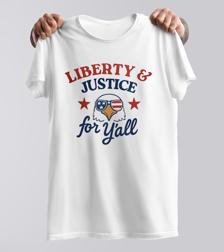 Liberty And Justice For Y'all American Flag Eagle With Stars T-Shirt
