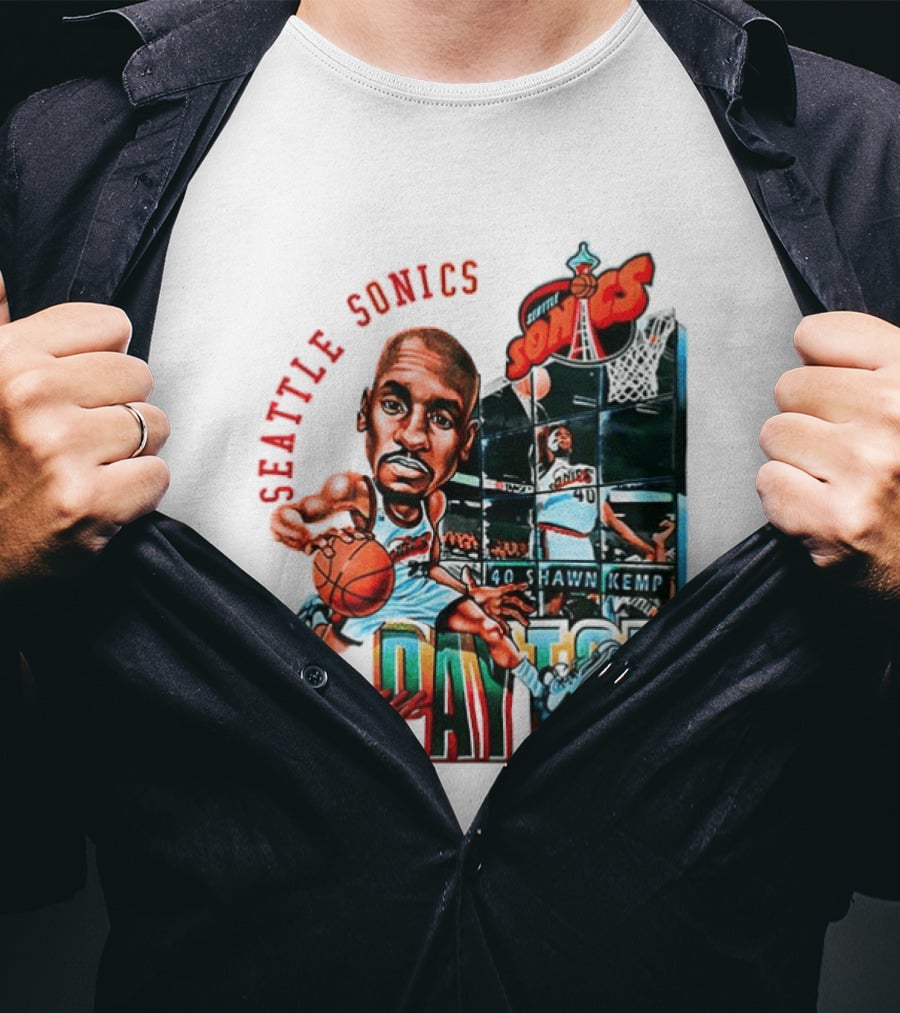 Seattle Sonics Gary Payton Shawn Kemp Big Head NBA 40 T-Shirt