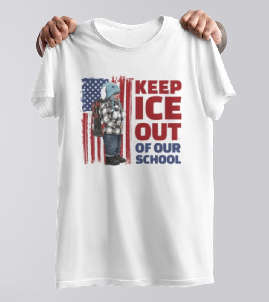 KEEP ICE OUT OF OUR SCHOOL USA Flag Blue Eagle Hat Kid Protest T-Shirt