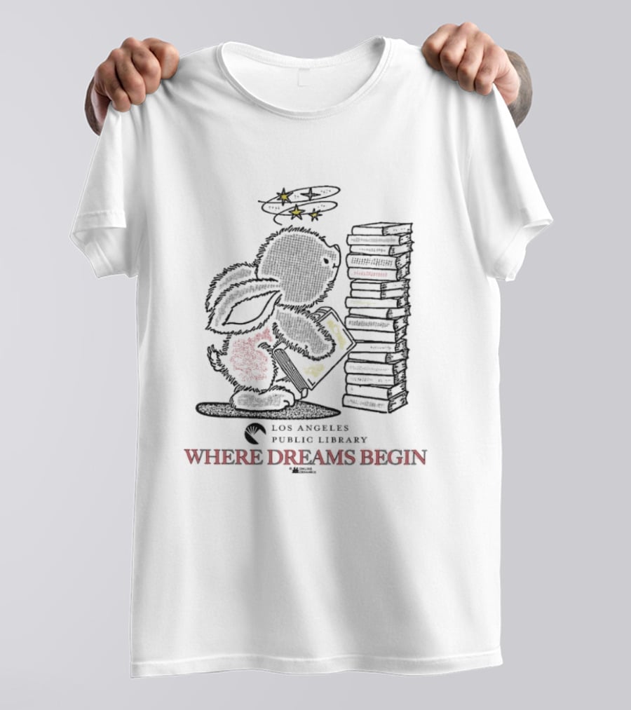 Los Angeles Public Library Where Dreams Begin Angel With Books T-Shirt