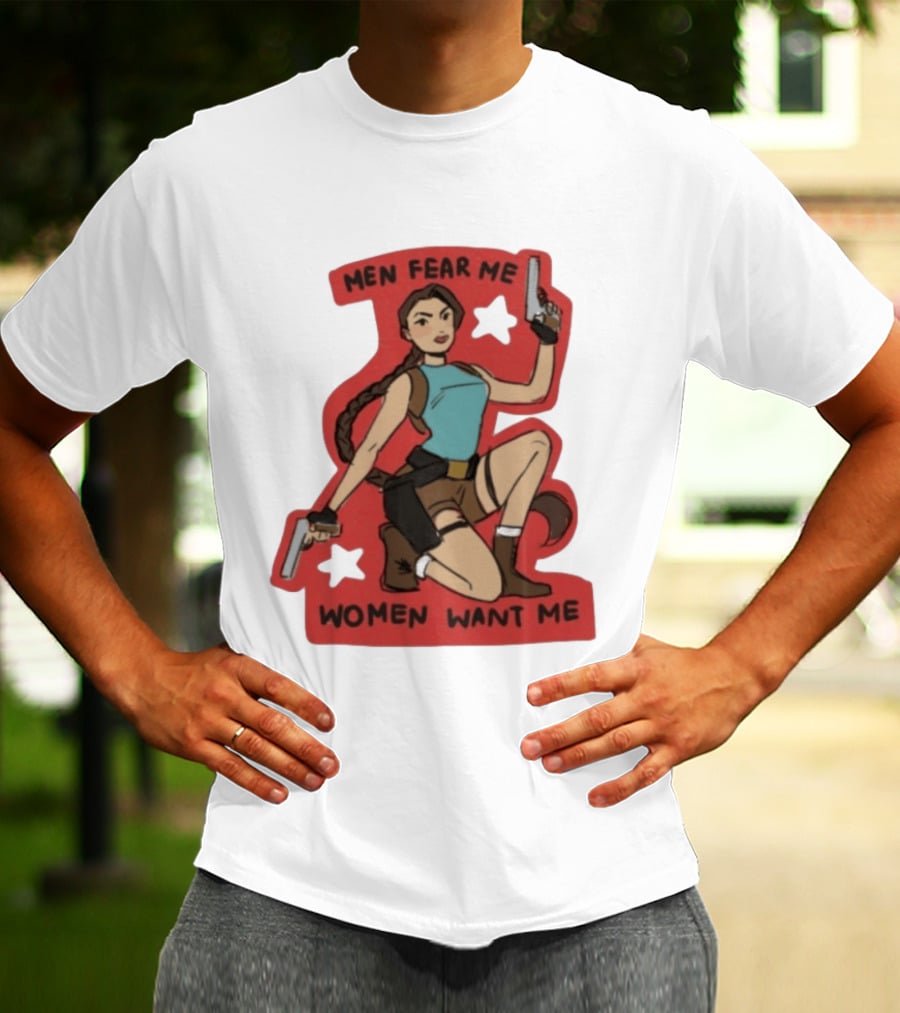 Men Fear Me Women Want Me Woman With Guns And Stars T-Shirt