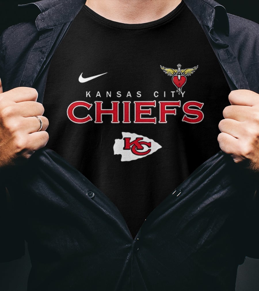 Nike Kansas City Chiefs Bon Jovi It's My Life Heart Wings T-Shirt