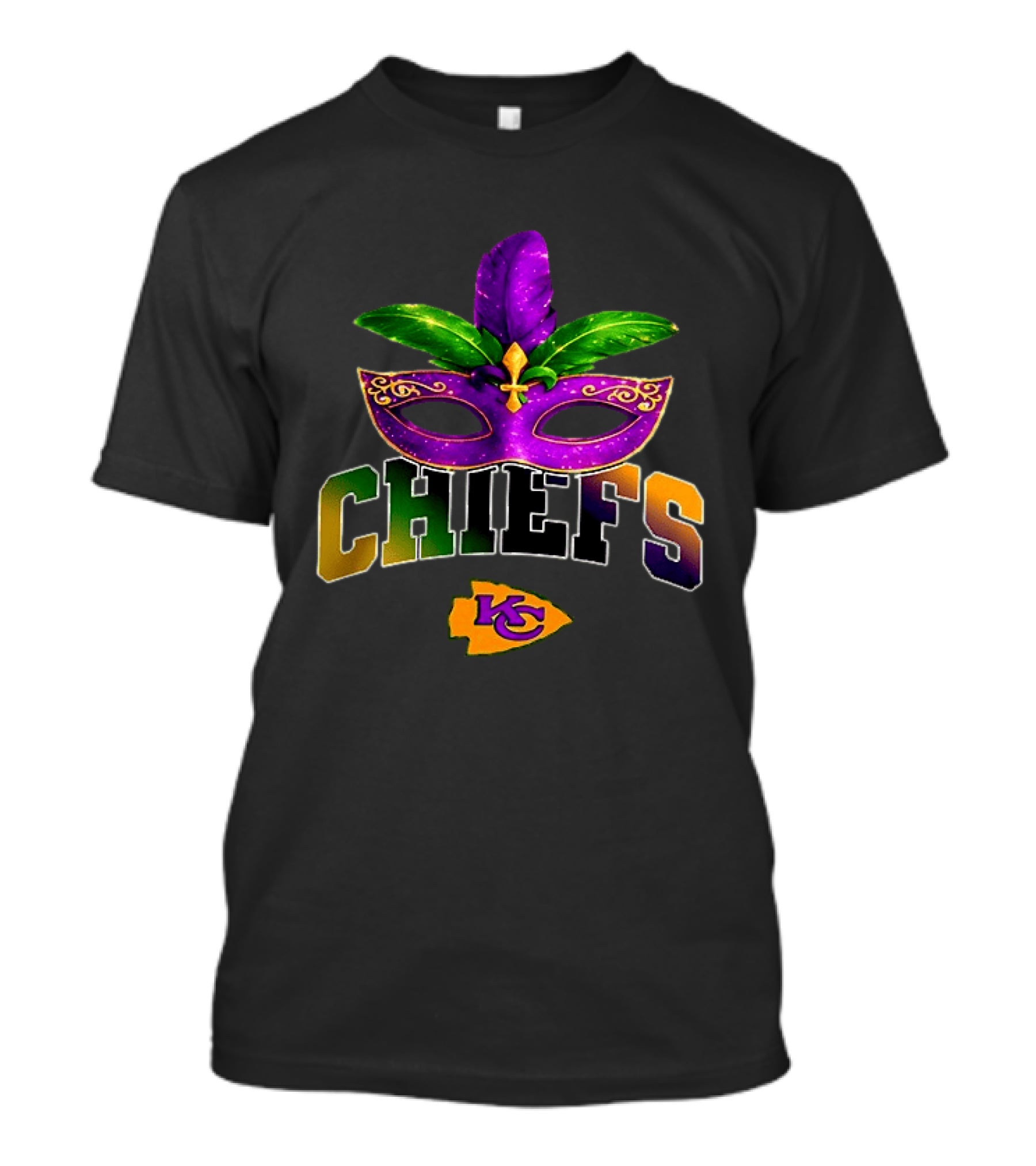 Kansas City Chiefs Mardi Gras Mask Fleur De Lis T-Shirt