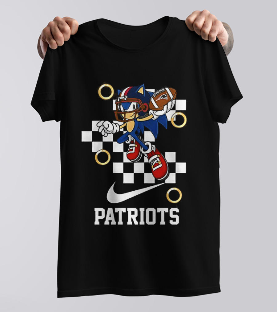Nike Patriots Sonic Football Rings Checkered T-Shirt
