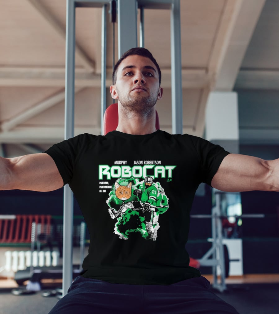 Jason Robertson RoboCat Hockey Player With Cat Head T-Shirt