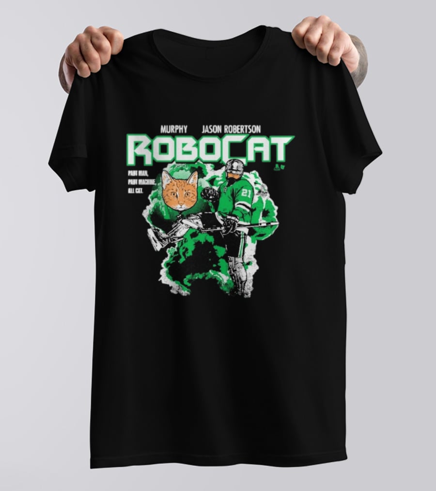 Jason Robertson RoboCat Hockey Player With Cat Head T-Shirt