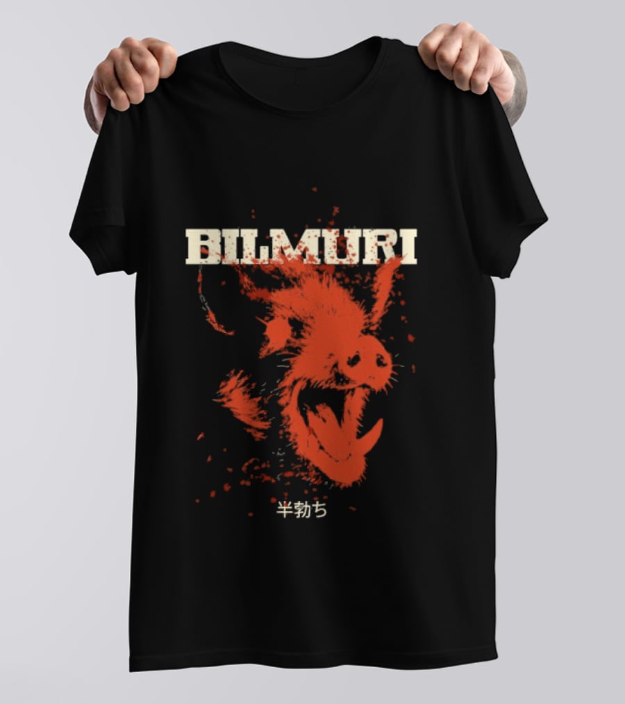 Bilmuri Splattered Hog Design With Japanese Characters T-Shirt