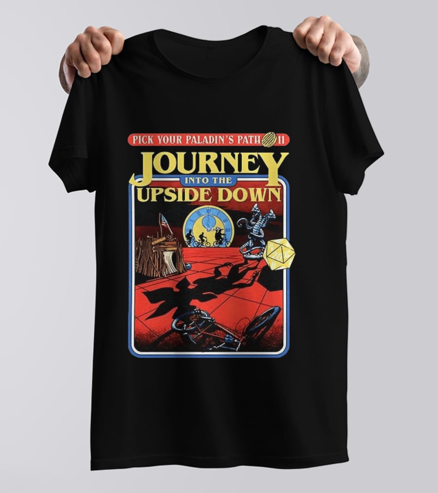 Pick Your Paladin's Path Journey Into The Upside Down Comic Dice Retro Scene T-Shirt