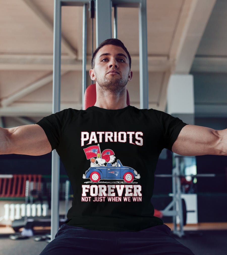 Patriots Forever Peanuts Characters Driving Car Not Just When We Win T-Shirt