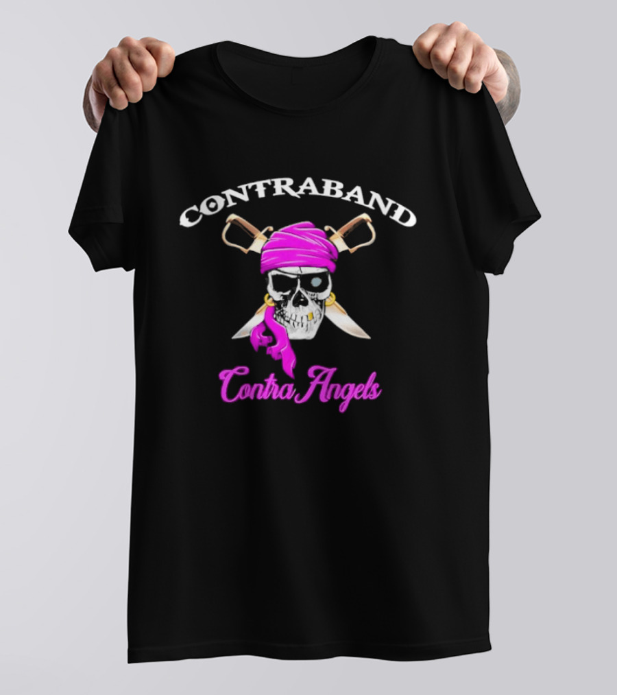 Contraband ContraAngels Skull Pirate Bandana And Swords T-Shirt