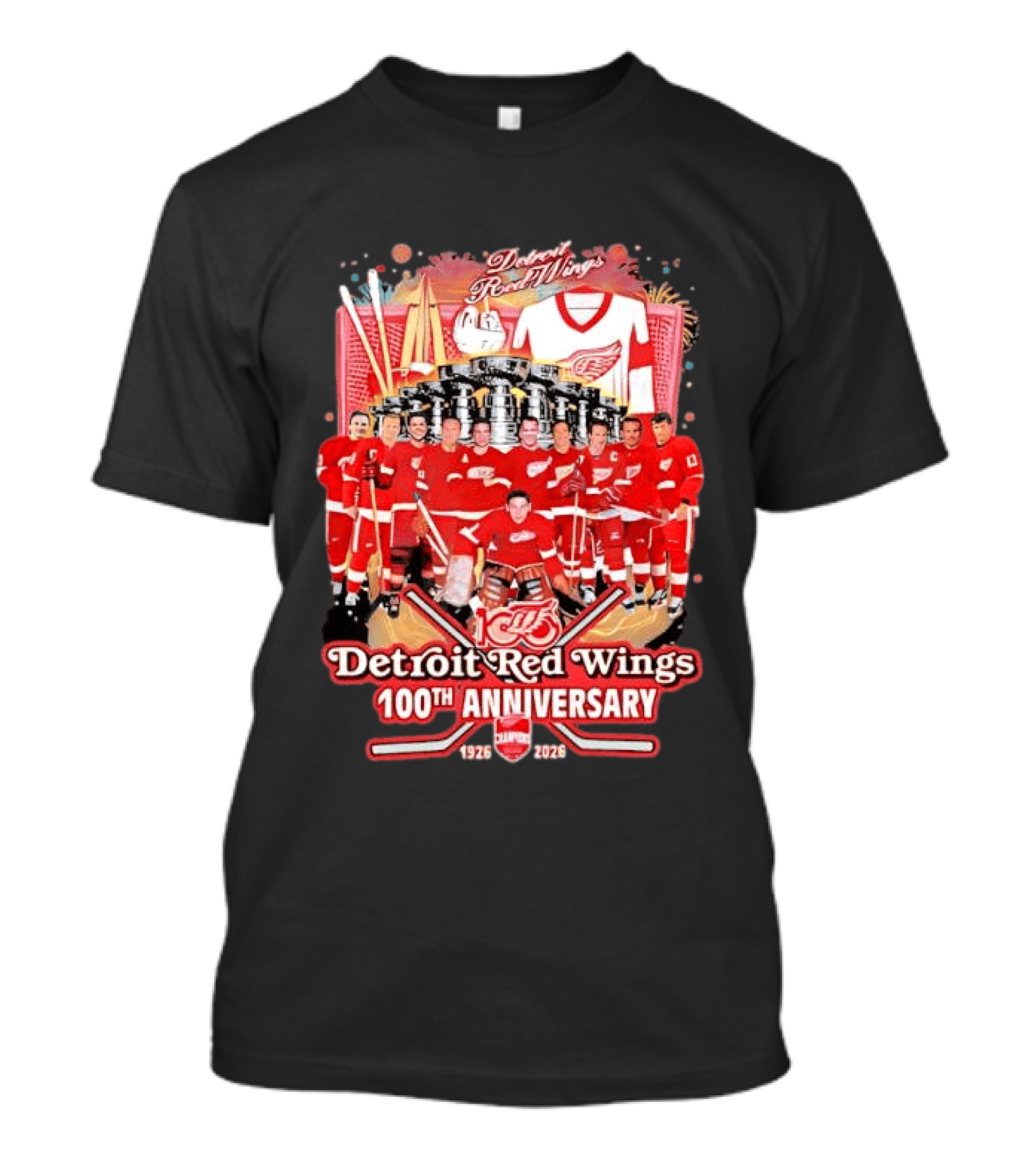 Detroit Red Wings 100th Anniversary 1926 2026 Team Celebration T-Shirt