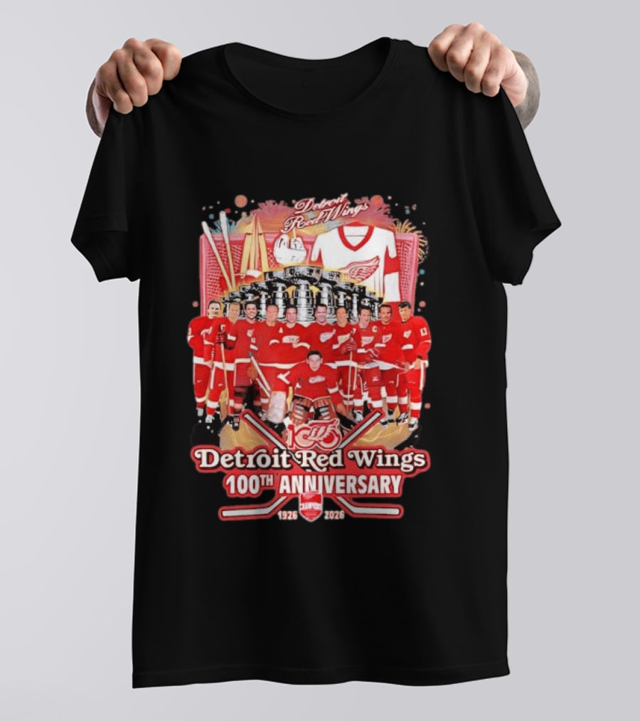 Detroit Red Wings 100th Anniversary 1926 2026 Team Celebration T-Shirt