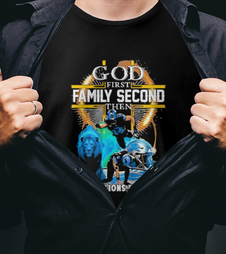 God First Family Second Detroit Lions Football St. Brown & Gibbs T-Shirt