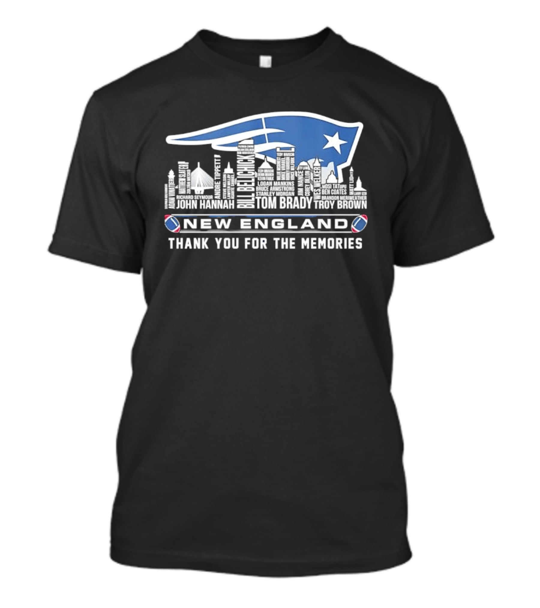 New England Patriots Thank You For The Memories Skyline City Names T-Shirt
