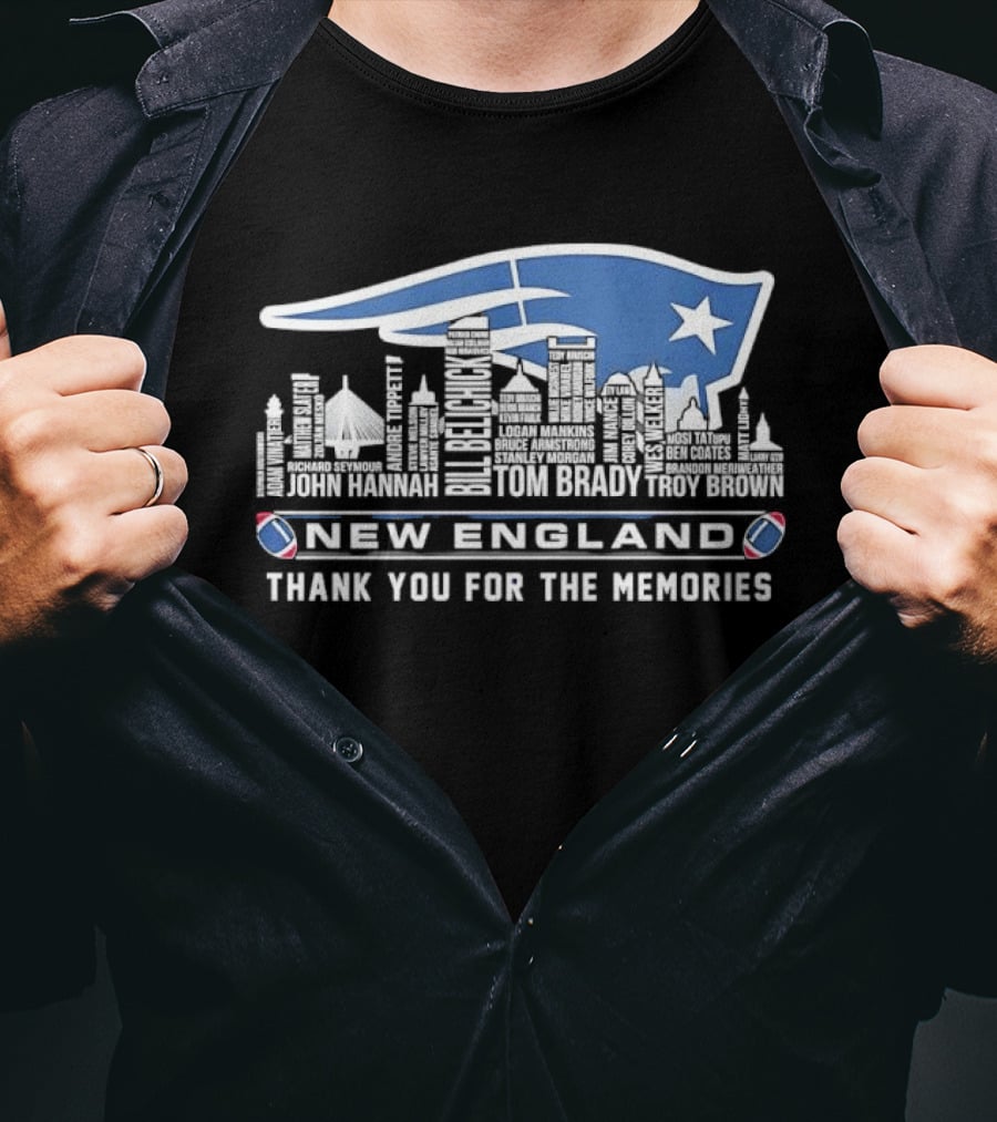 New England Patriots Thank You For The Memories Skyline City Names T-Shirt