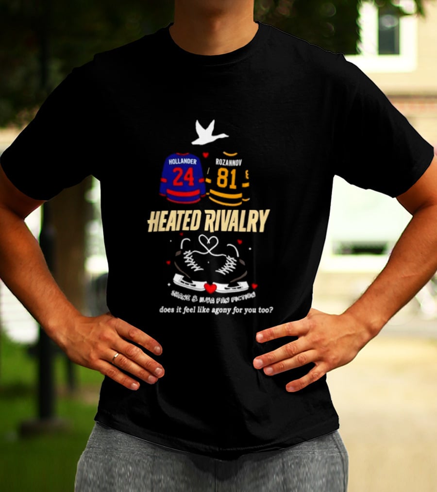 Heated Rivalry Hollander 24 Kozlow 81 Skates Heart Romance Does It Feel Like Agony For You Too T-Shirt