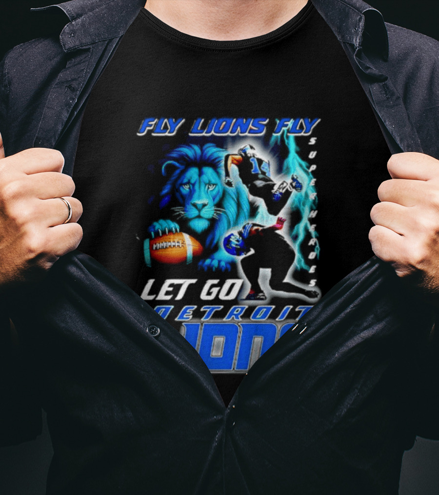 Fly Lions Fly Let Go Detroit Lions Football Journey T-Shirt