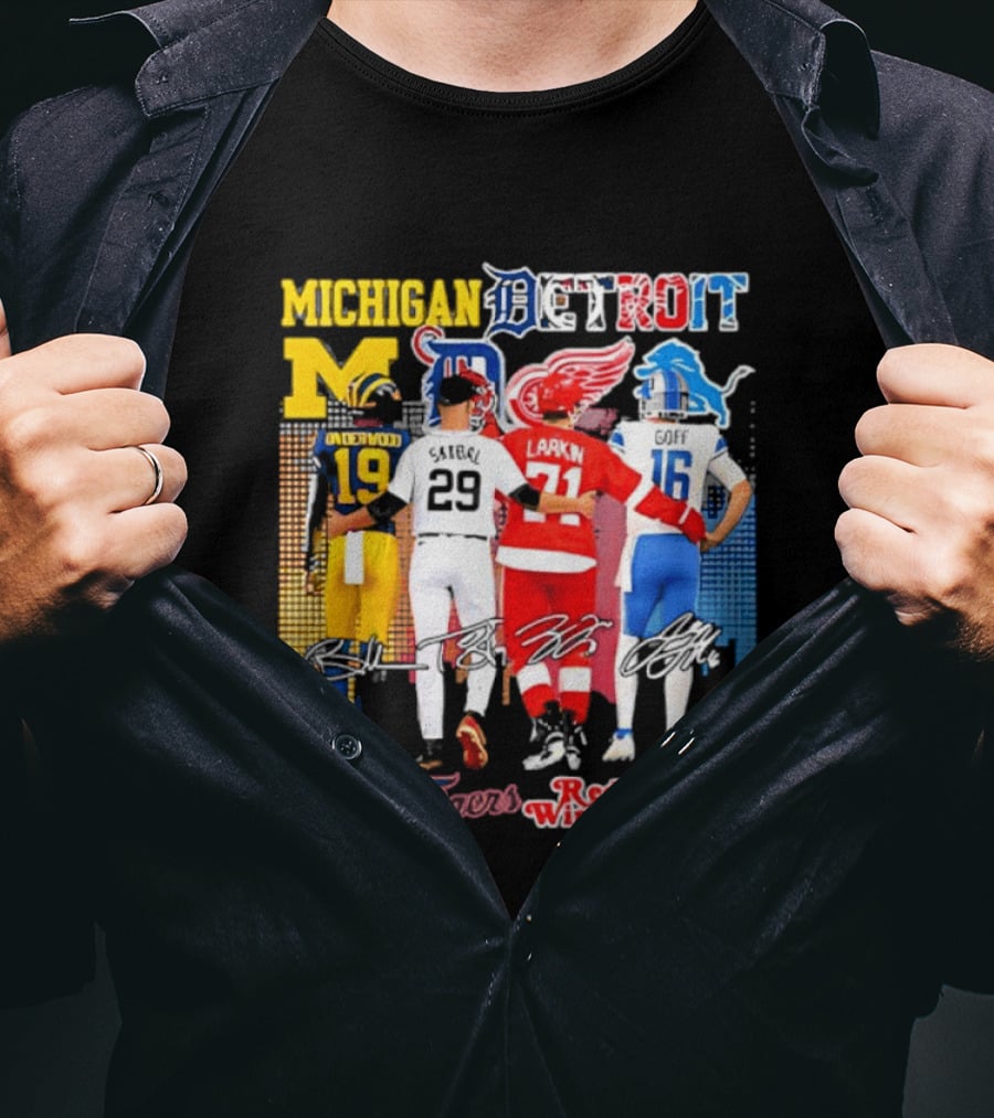 Michigan Wolverines X Tigers X Red Wings X Lions Detroit Sports Players T-Shirt