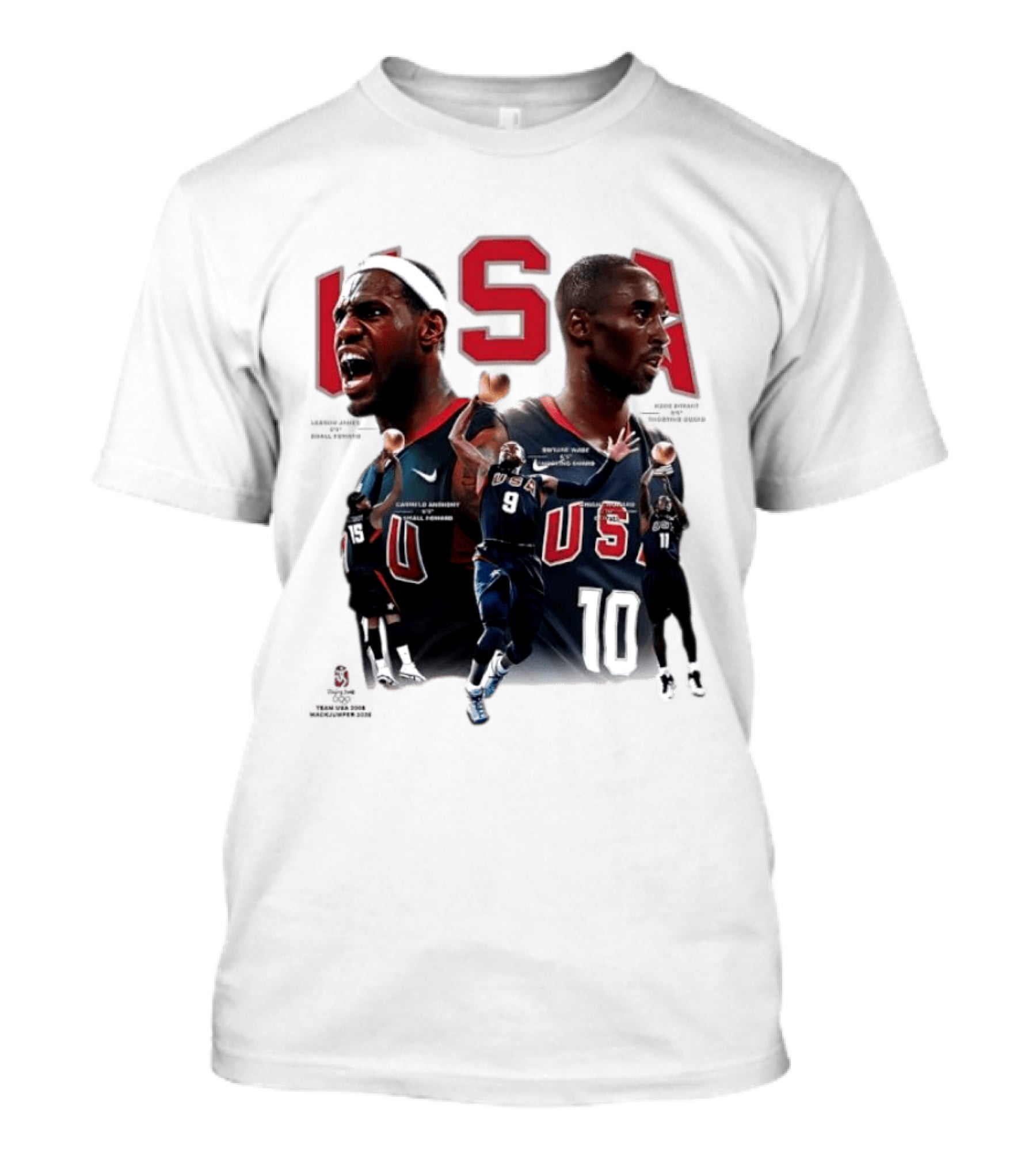 Kobe Bryant LeBron James Dwyane Wade Carmelo Anthony USA Basketball Redeem Team T-Shirt