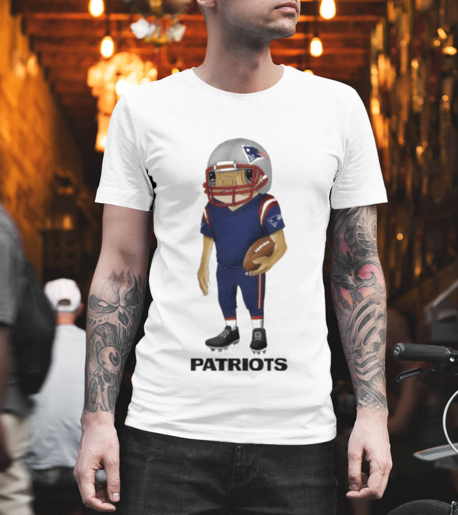 Patriots Concho Football Helmet Player With Ball T-Shirt