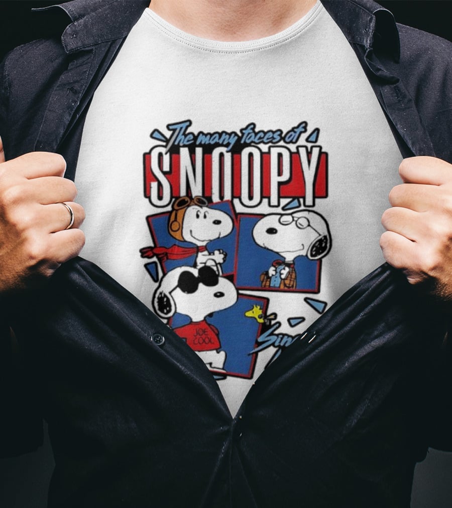 The Many Faces Of Snoopy Joe Cool Aviator Since 1950 T-Shirt