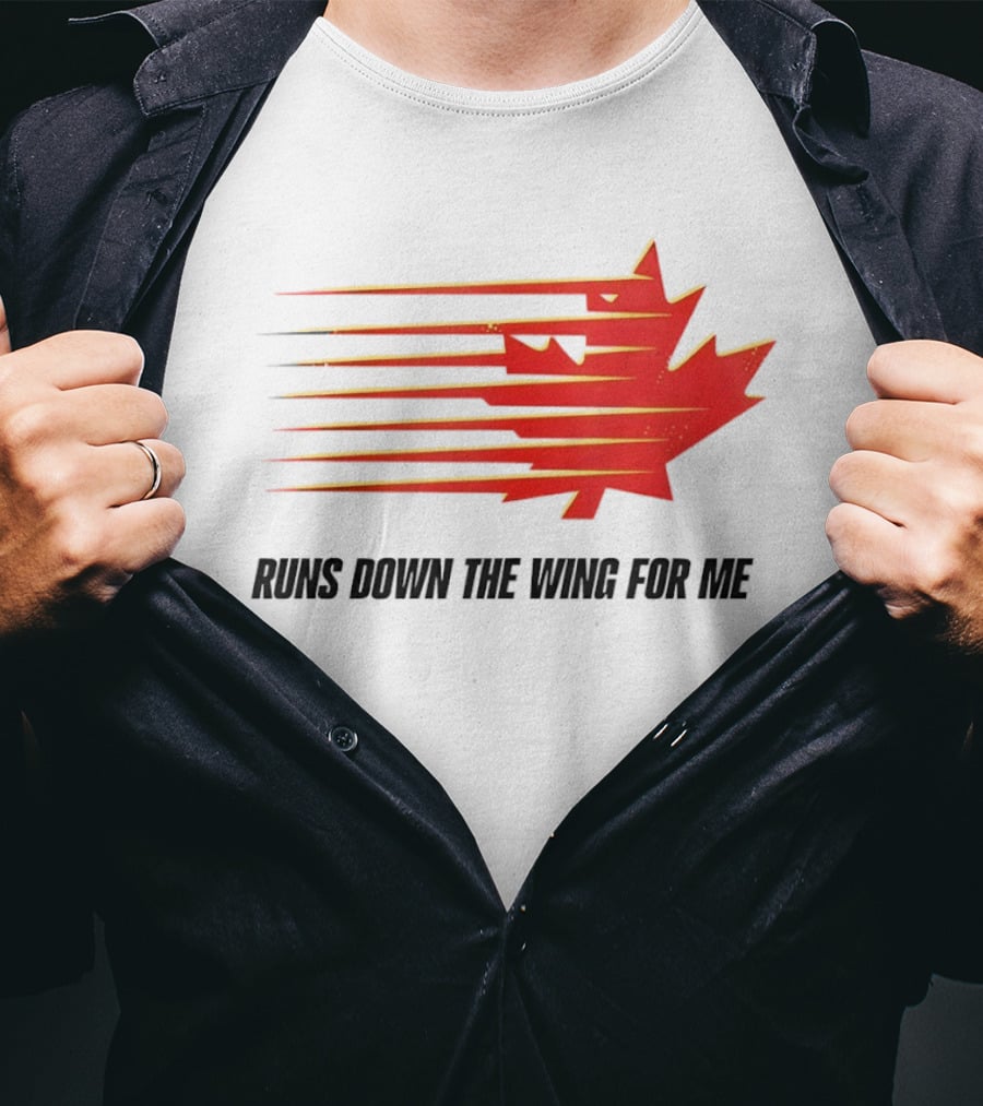 Runs Down The Wing For Me Red Streaks Maple Leaf T-Shirt